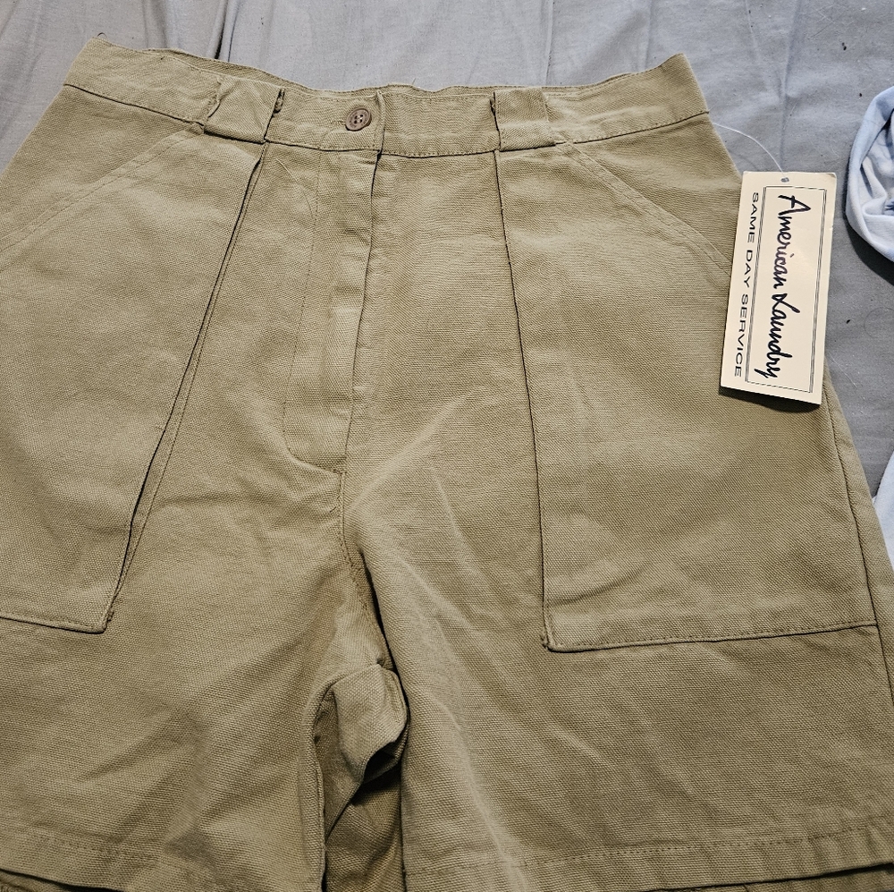 HIGH waisted 100% cotton cargo shorts vintage dead stock NWT